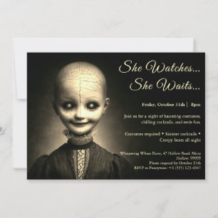 Porcelain Doll Halloween Costume Party Invitation