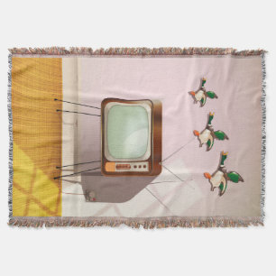 Porcelain Ducks on the Wall Throw Blanket