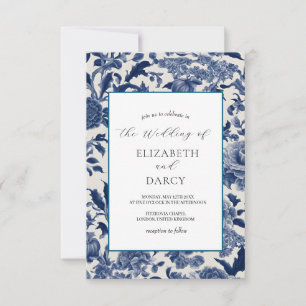 Porcelain Elegance Blue Wedding Invitation