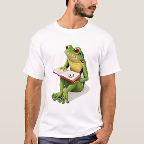 Porcelain froggie reading a book T_Shirt