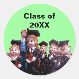 Porcelain Graduates Class of 20XX Classic Round Sticker