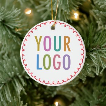 Porcelain Holiday Ornament Custom Logo Personalize by MISOOK at Zazzle
