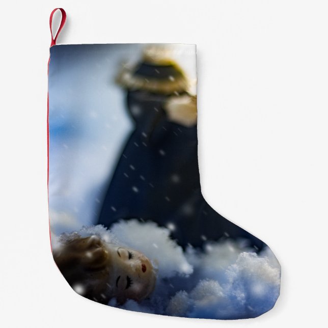 Porcelain in Snow X Small Christmas Stocking (Front)
