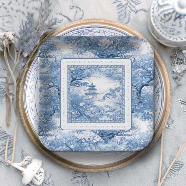 Porcelain-Inspired Chinoiserie Pattern ID1094 Paper Plates (Creator Uploaded)