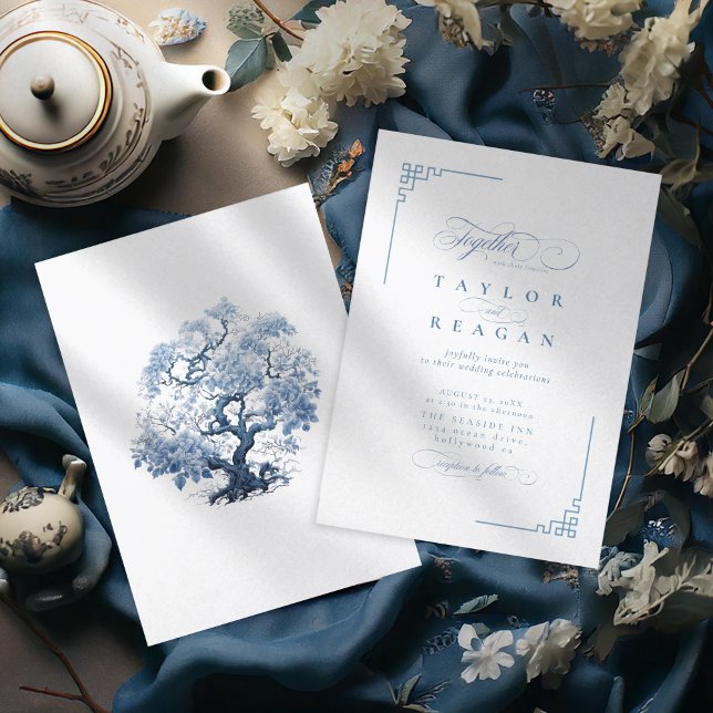 Porcelain-Inspired Chinoiserie Wedding ID1094 Invitation (Creator Uploaded)