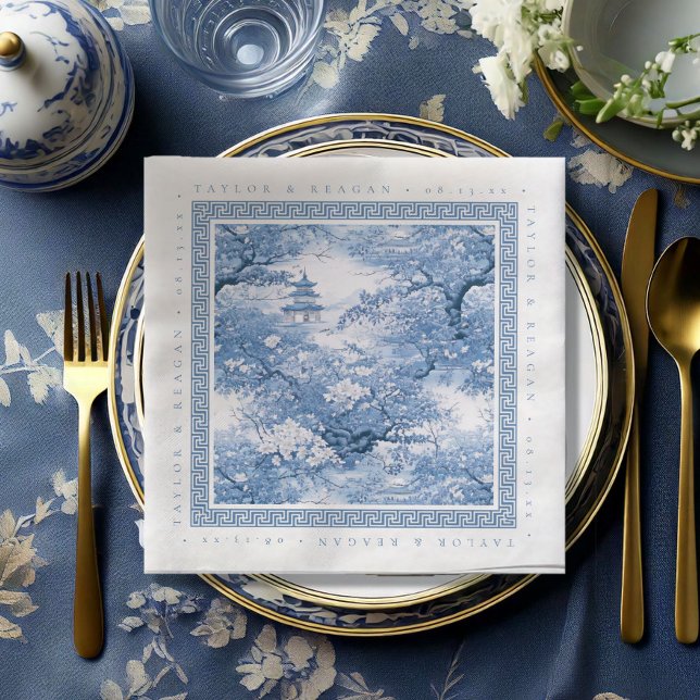 Porcelain-Inspired Chinoiserie Wedding ID1094 Paper Dinner Napkins (Creator Uploaded)