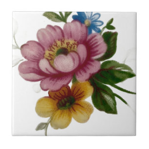 Porcelain Inspired Floral Ceramic Tile