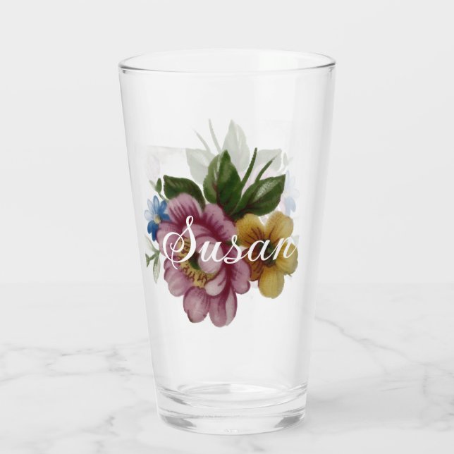 Porcelain Inspired Floral Glass (Back)