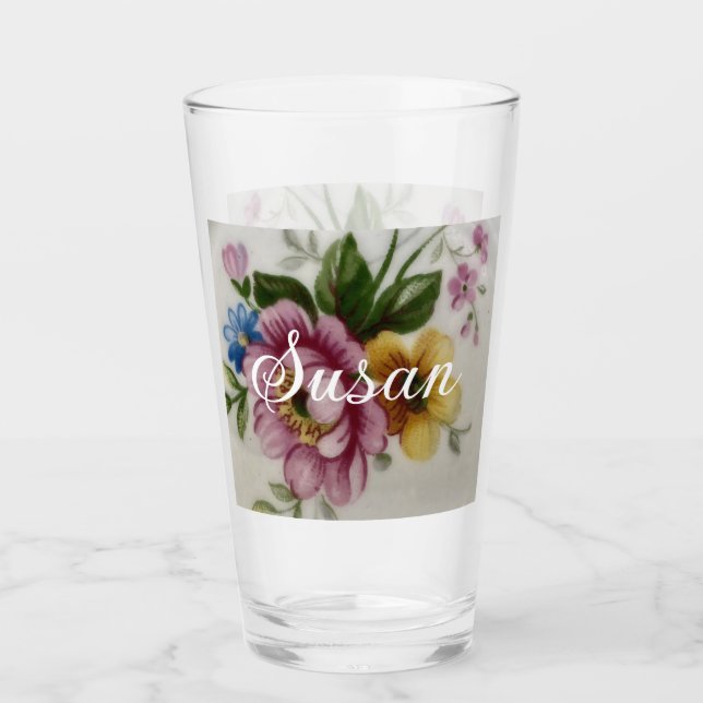 Porcelain Inspired Floral Glass (Front)