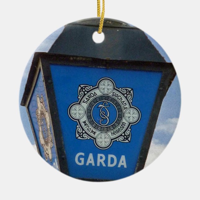 Porcelain Irish Garda Police Christmas Ornament (Front)