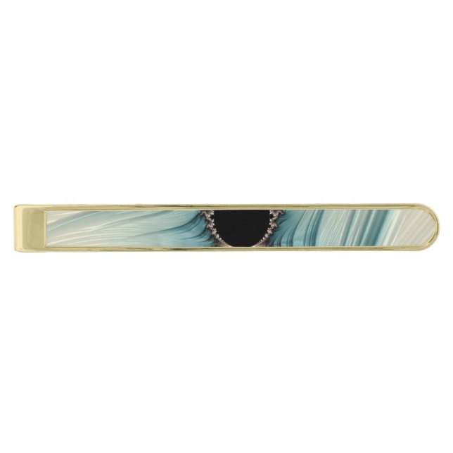 Porcelain Mandelbrot Gold Finish Tie Clip (Front)