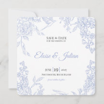 Porcelain Meadow Chinoiserie Wedding Save the Date