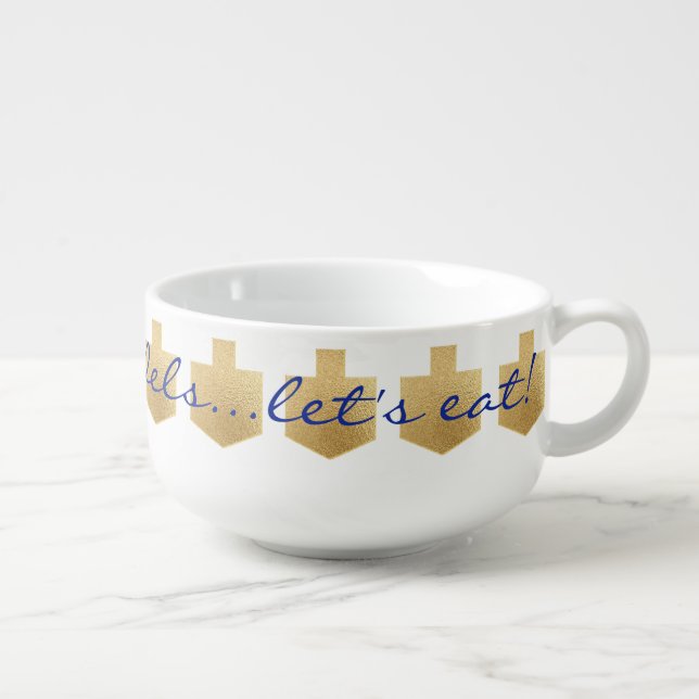 Porcelain Mug Customize Personalize "Gold Dreidel" (Left)