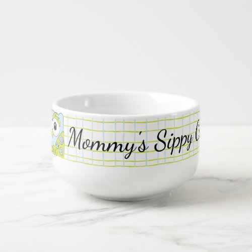 Porcelain Mug Personalize Blue Owl Soup Mug