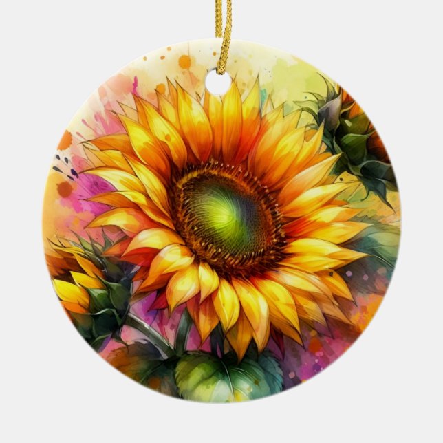Porcelain Ornament - Yellow Sunflowers (Front)