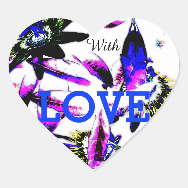Porcelain Passiflora Flower Heart Sticker (Front)