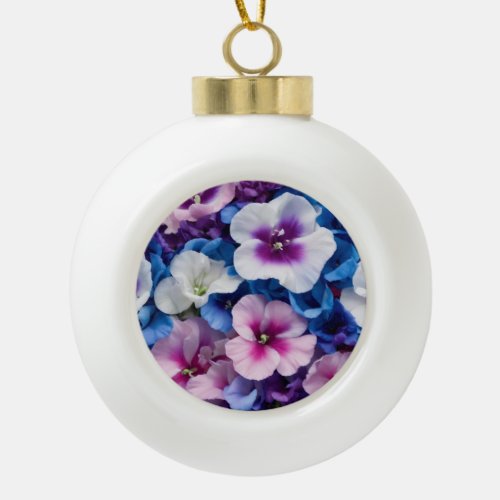 Porcelain Petals Elegance Ceramic Ball Christmas Ornament