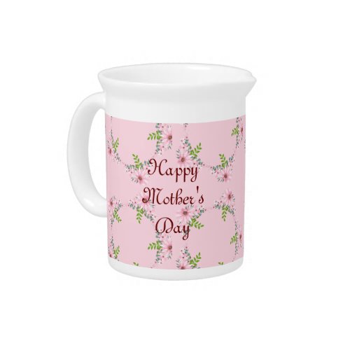 Porcelain Pitcher Pink Watercolor Flowers