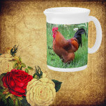 Porcelain Pitcher Rhode Island Red Rooster<br><div class="desc">Charming porcelain pitcher featuring the iconic Rhode Island Red Rooster—perfect for farmhouse kitchens or collectors of country-style decor. A beautiful blend of function and style,  this piece adds rustic charm to any space. Great for serving or as a standout display item!</div>