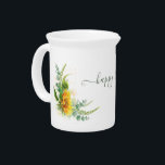 Porcelain Pitcher with Sunflower and Eucalyptus<br><div class="desc">Porcelain Pitcher with Sunflower and Eucalyptus. Romantic style with yellow sunflowers,  eucalyptus,  and greenery will fill your home with sunshine and a good mood. Rustic Porcelain Pitcher for a happy home.</div>