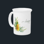 Porcelain Pitcher with Sunflower and Eucalyptus<br><div class="desc">Porcelain Pitcher with Sunflower and Eucalyptus. Romantic style with yellow sunflowers,  eucalyptus,  and greenery will fill your home with sunshine and a good mood. Rustic Porcelain Pitcher for a happy home.</div>