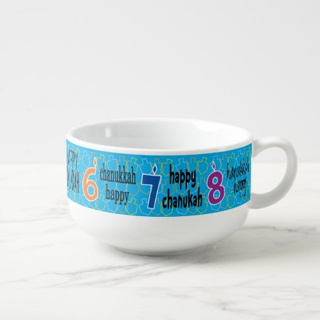 Porcelain Soup Mug "8 Nights Happy Hanukkah"