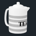 Porcelain Tea Pot - Gray Hoops<br><div class="desc">I have left it so you can either change the text,  take it off all together or leave as is.</div>