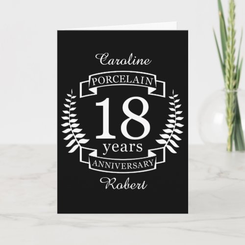 Porcelain traditional wedding anniversary 18 years card