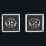 Porcelain traditional wedding anniversary 18 years cufflinks<br><div class="desc">A design to celebrate 18 years of marriage. This design has a white (Porcelain) colored laurel design on a black background. Porcelain is the traditional gift for this occasion. The text reads Porcelain 18 years anniversary. A romantic design to celebrate your 18th year of marriage. If you would like any...</div>