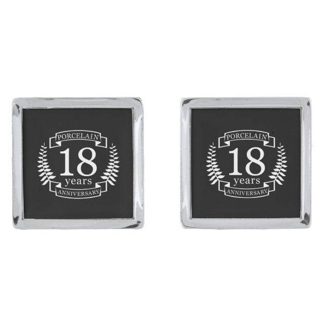 Porcelain traditional wedding anniversary 18 years cufflinks (Front)