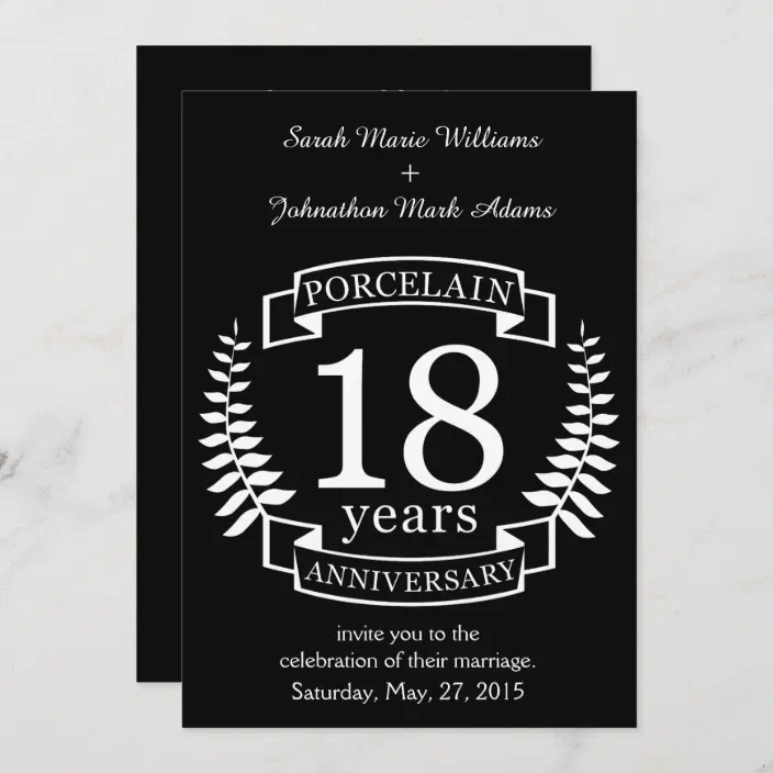 Porcelain Traditional Wedding Anniversary 18 Years Invitation Zazzle Com