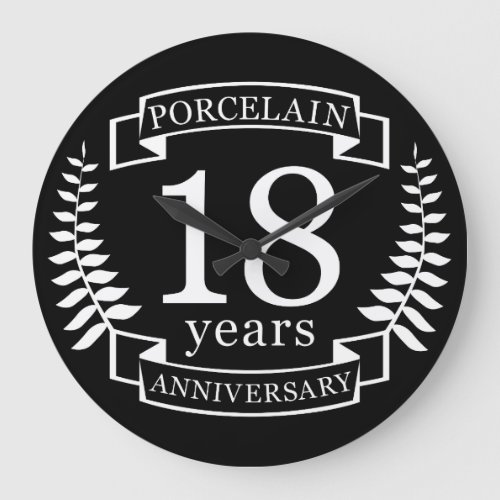 Porcelain traditional wedding anniversary 18 years large clock