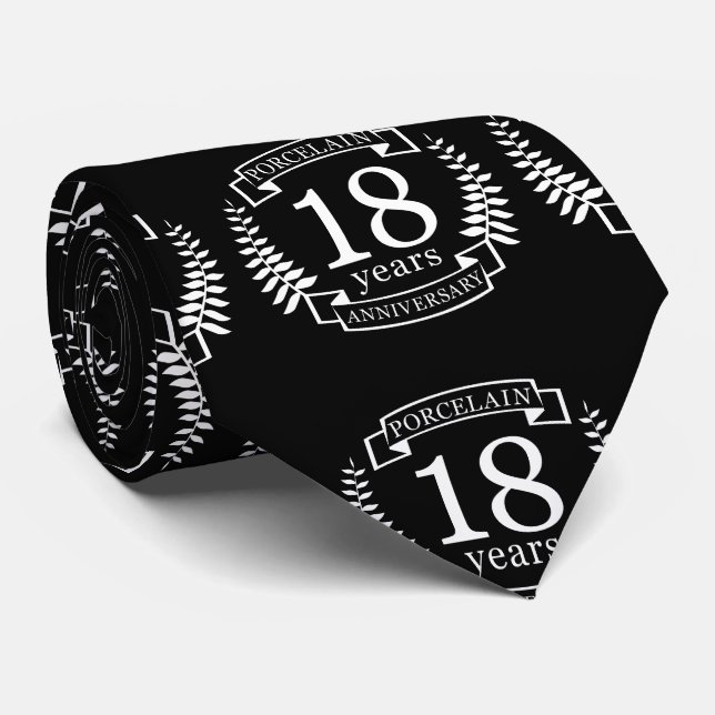 Porcelain traditional wedding anniversary 18 years neck tie (Rolled)