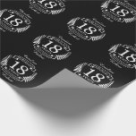 Porcelain traditional wedding anniversary 18 years wrapping paper<br><div class="desc">A design to celebrate 18 years of marriage. This design has a white (Porcelain) colored laurel design on a black background. Porcelain is the traditional gift for this occasion. The text reads Porcelain 18 years anniversary. A romantic design to celebrate your 18th year of marriage. If you would like any...</div>