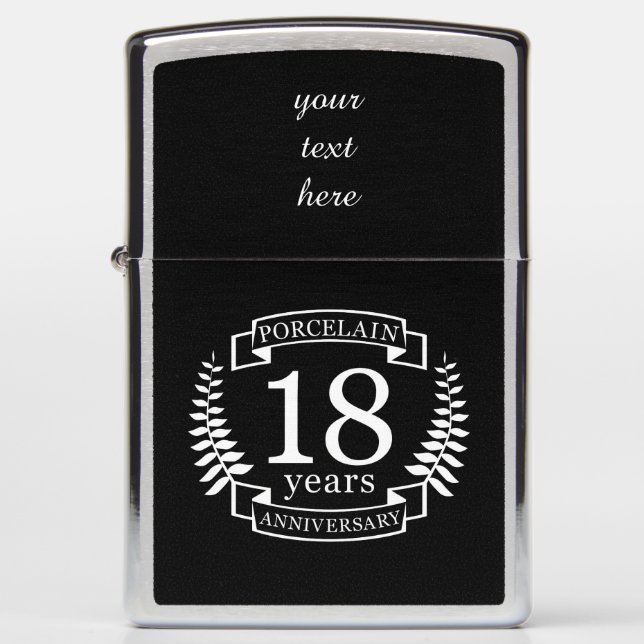 Porcelain traditional wedding anniversary 18 years zippo lighter (Front)