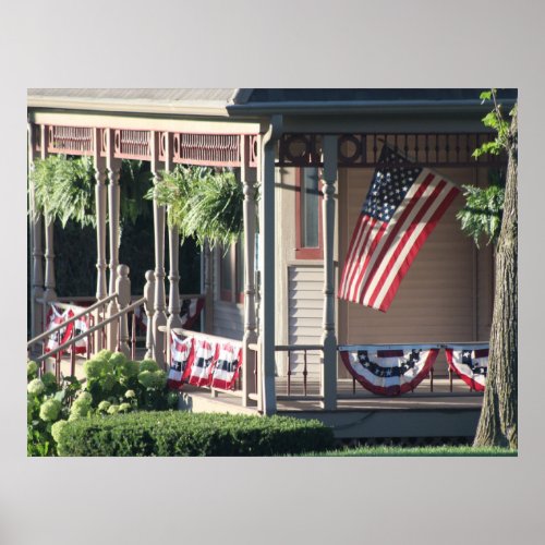 Porch  American Flag color Poster