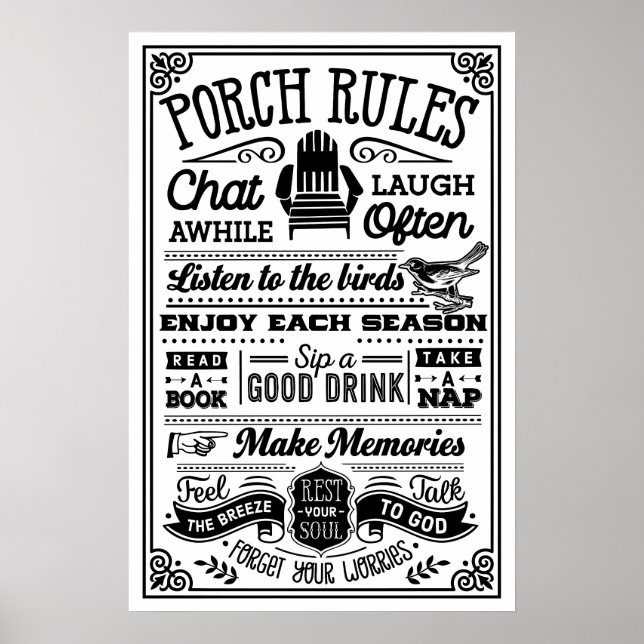 Porch Etiquette: The Unwritten Rules of Relaxation Poster (Front)