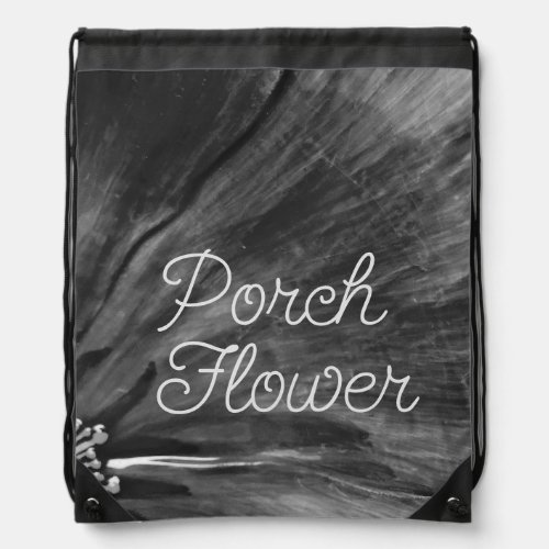 Porch Flower  Black and White  Drawstring Bag