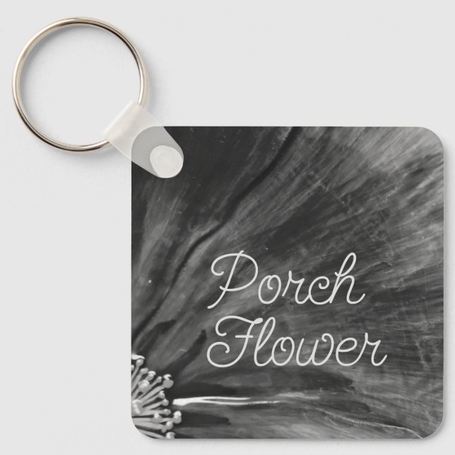 Porch Flower / Black and White / Keychain (Front)