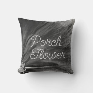 Porch Flower / Black and White / Throw Pillow
