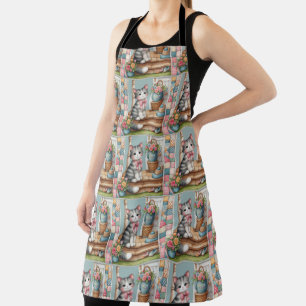 Porch Kitty Floral Patchwork Scene Apron