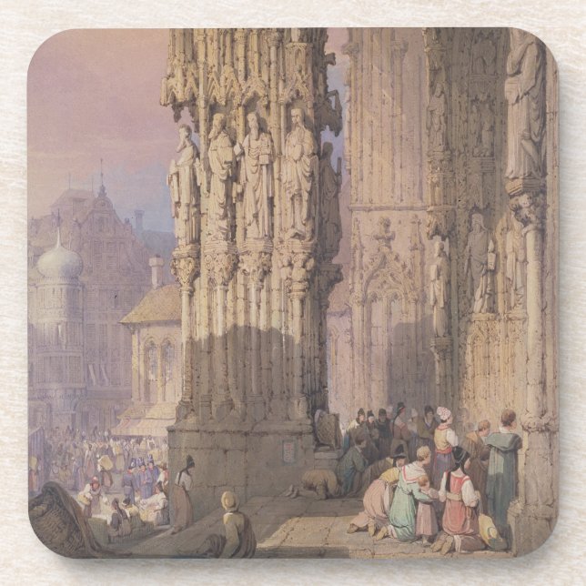 Porch of Regensburg Cathedral Beverage Coaster (Front)