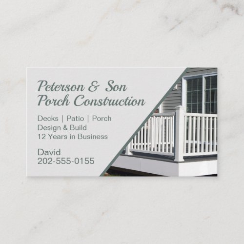 Porch Patio Deck Construction Business Card