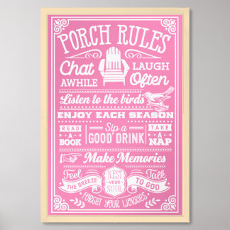 Porch Rules - Pink Framed Art