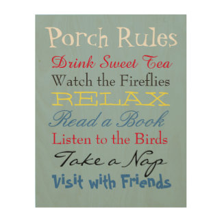 Porch Rules Wood Wall Art