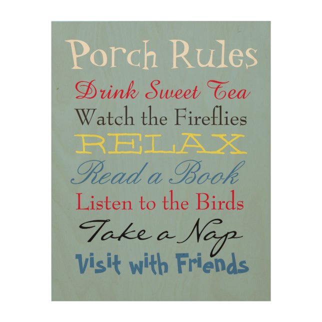 Porch Rules Wood Wall Art (Front)