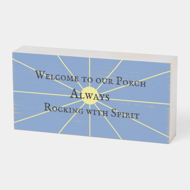 Porch Spirit Variation | Blue | Wooden Box Sign (Angled Horizontal)
