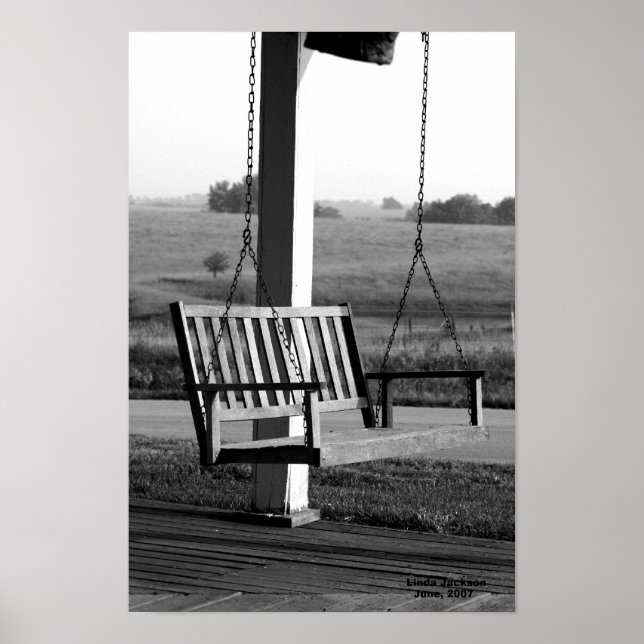 Porch Swing, black and white Poster (Front)