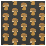 Porcino Mushroom Black Fall Autumn Pattern Fabric