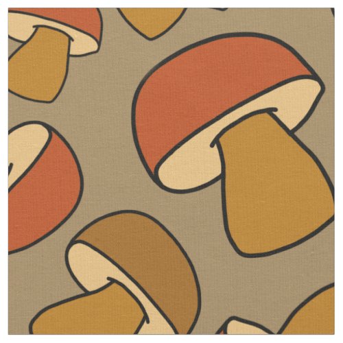 Porcino Mushroom Fall Autumn Pattern Fabric